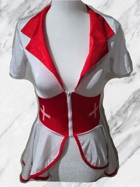 Adore Me White and Red Costume Lingerie Dress
